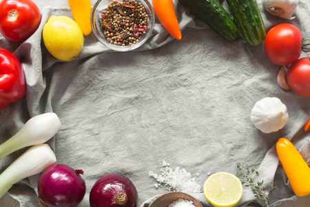 Organic food background. Vegetables on the tableの写真素材