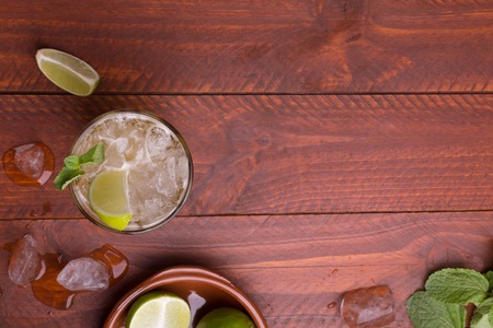 Fresh cocktail prepared with ginger beer. Top viewの写真素材