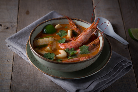 Traditional Thai soup Tom Yamの写真素材