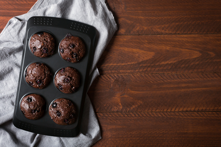 Chocolate muffins - american sweet foodの写真素材