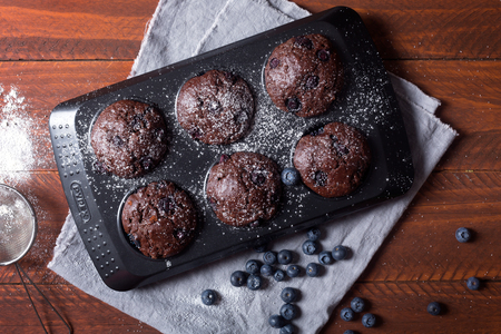 Chocolate muffins - american sweet foodの写真素材