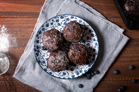 Chocolate muffins - american sweet foodの写真素材