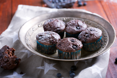 Chocolate muffins - american sweet foodの写真素材