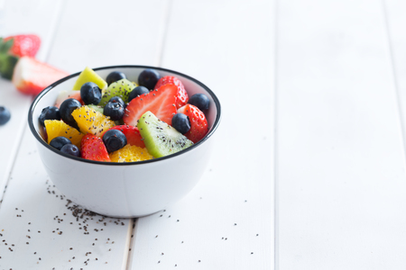 Fresh organic fruit salad with chia seedsの写真素材