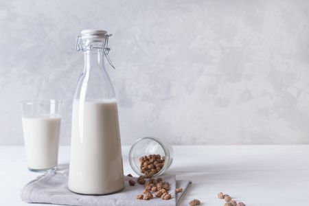 Fresh organic horchata drink prepared in Valensia, Spainの写真素材