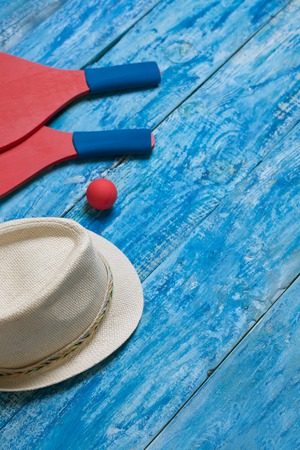 Paddle tennis equipment for playing on the beach in the summerの写真素材