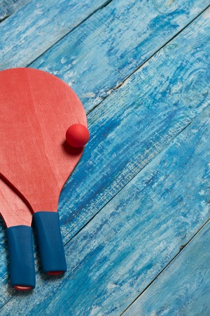 Paddle tennis equipment for playing on the beach in the summerの写真素材