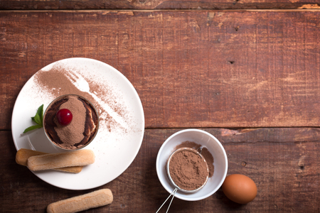 Tiramisu in a glass cupの写真素材