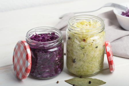 Sauerkraut is fermented cabbage.の写真素材