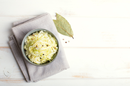 Sauerkraut is fermented cabbage.の写真素材