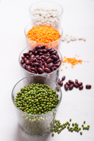 Lentil is a small, flat seed of an annual legume plant.の写真素材