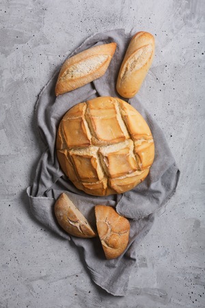 Fresh bread on concrete