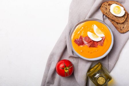 Salmorejo cordobes typical spanish tomato soup similar to the gazpachoの写真素材