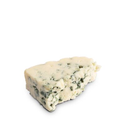 Wedge of gourmet cheese on whiteの写真素材