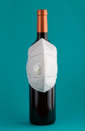 Mask on the bottle as a symbol of protectionの写真素材