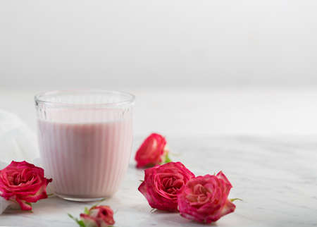 Rose moon milk for a better sleep. Ayurveda warm drink consumed before bed. Nice in case of...