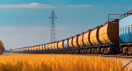 Hopper grain wagons close up, grain deal concept, generative aiの素材