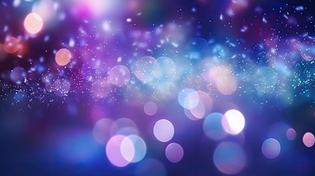 Abstract background with bokeh defocused blue and purple lights. Generative aiの素材