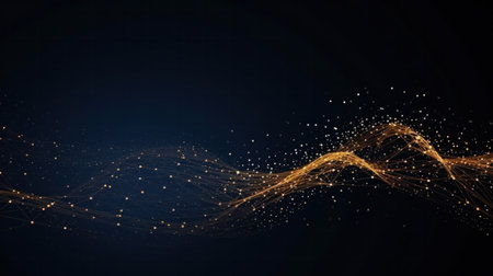 Abstract technology background with blue light waves. Generative aiの素材