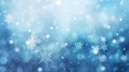 Winter blurred background with snowflakes and lights. Generative aiの素材