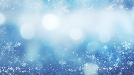 Winter blurred background with snowflakes. Generative aiの素材