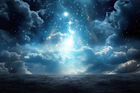 Divinity clouds across the galaxy, revealing the brilliant cosmic scenery behind it, enhancing the sense of cosmic mystiqueの素材