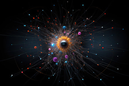Higgs boson isolated on black background. Generative aiの素材