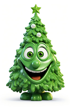 Classic Christmas tree character isolated on white background. Generative aiの素材