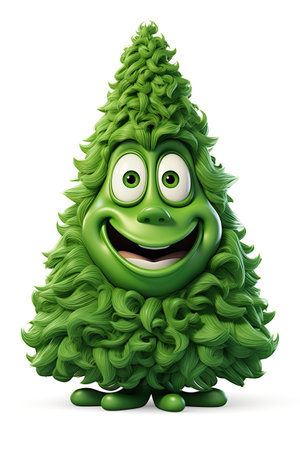 Classic Christmas tree character isolated on white background. Generative aiの素材