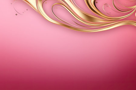 Pink and gold banner background with golden ornate and copy space. Generative aiの素材