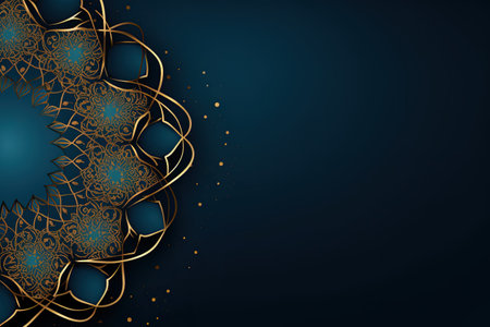 Blue and gold business banner background with golden ornate and copy space. Generative aiの素材