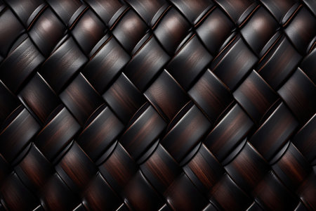 Leather woven texture with highlights in rich brown and black color, classic style. Generative aiの素材