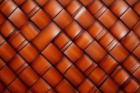 Leather woven texture with highlights in orange brown color, classic style. Generative aiの素材