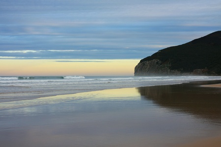 surf beach in sunset