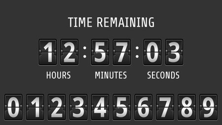 Flip scoreboard countdown counter timer. Countdown board of remaining time with day, hour, minute...