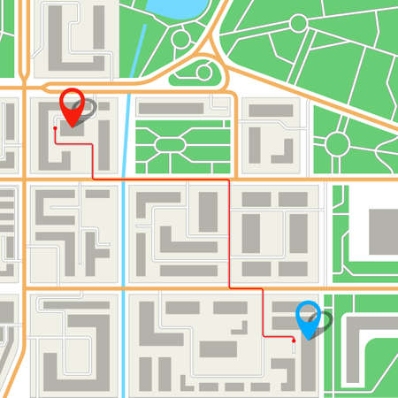 Abstract city map navigation. gps navigator. point marker icon. top view. vector illustration.