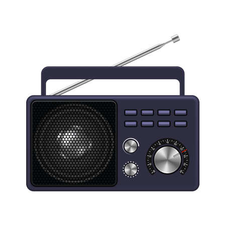 Retro radio receiver with antenna on white background. vector illustration.のイラスト素材