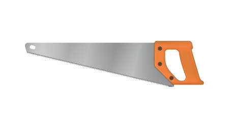 Realistic saw for wood on white background. Tool for sawing wood. vector illustration.のイラスト素材