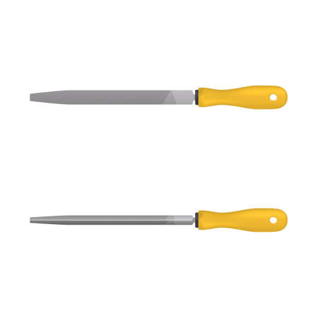 Realistic file for metal. File flat and triangular shape on white screen. vector illustration.のイラスト素材