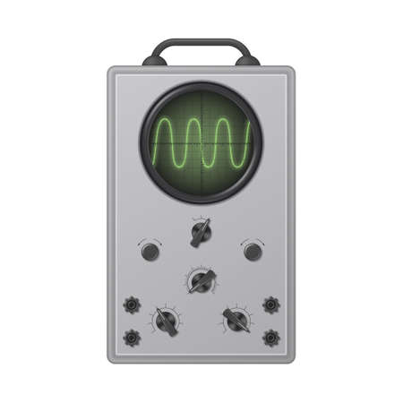 Realistic old oscilloscope isolated on white background. vector illustration.のイラスト素材