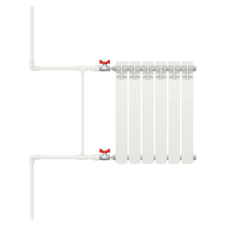 The heating battery connection diagram is one-pipe. vector illustration.のイラスト素材