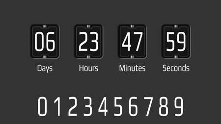 Flip scoreboard countdown counter timer. Countdown board of remaining time with day, hour, minute...