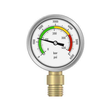 High pressure gauge with brass fitting. instrument for measuring pressure. vector illustration.のイラスト素材