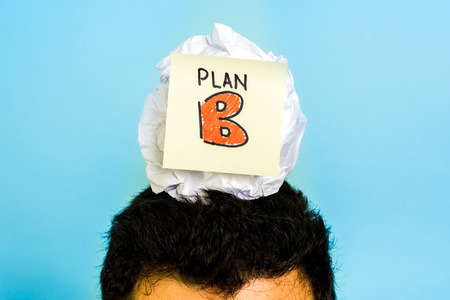 Plan B concept on blue backgroundの写真素材