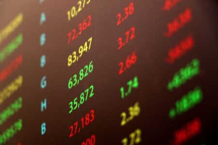 colorful data numbers on screen depicting the economy market