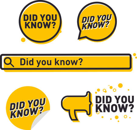 Set or collection of did you know icons in yellow and blackのイラスト素材