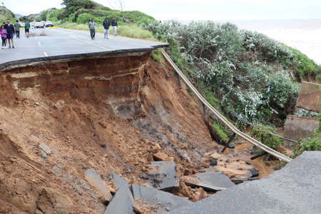 damage when M4 freeway was washed away in floods in Tongaat, Durban, KwaZulu Natal, South Africa, 21 May 2022のeditorial素材