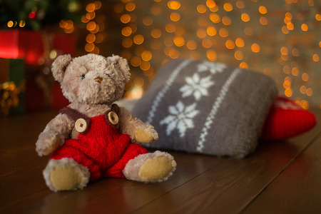 Teddy bear on the background bokehの写真素材