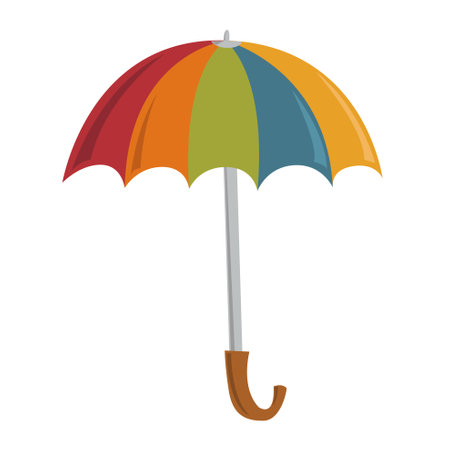 Vector cartoon umbrella in rainbow colors isolated on whiteのイラスト素材
