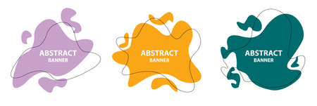 Set of abstract modern graphic elements. Dynamical colored forms and line. Gradient abstract banners with flowing liquid shapes. Template for the design of a logo, flyer or presentation. Vector.のイラスト素材